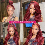 99J Burgundy Body Wave Human Hair Extensions with 4x4 Lace Closure And 5x5 Lace Closure Remy Hair Bundles for Women