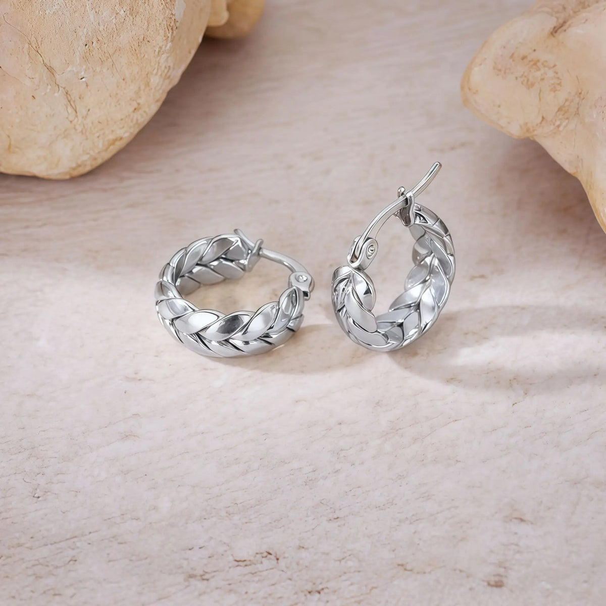 18K gold plated stainless steel hoop earrings for women by HSF Marketplace