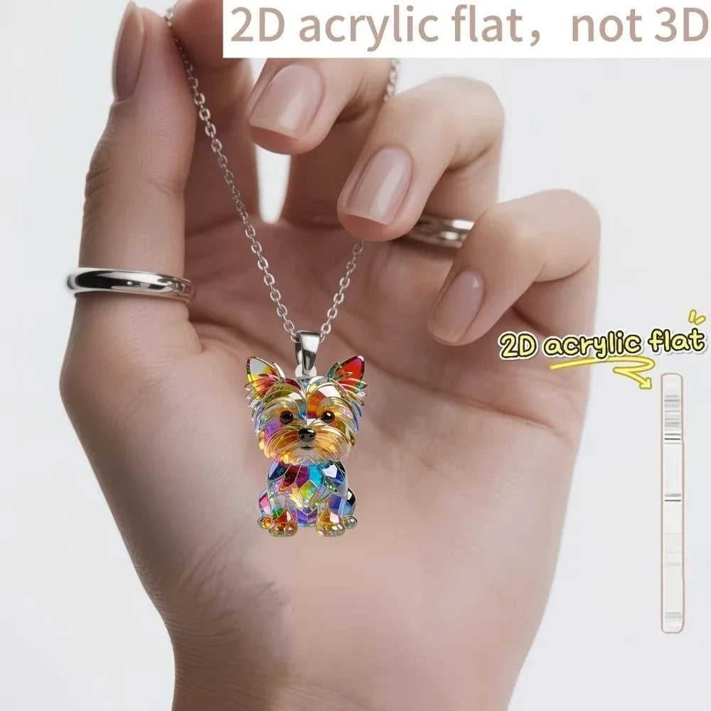 Colorful Yorkshire Terrier necklace by HSF Marketplace, featuring a vibrant Yorkie pendant for dog lovers