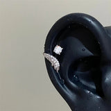 Silver 316L stainless steel wing ear bone nail with rhinestones for women by HSF Marketplace