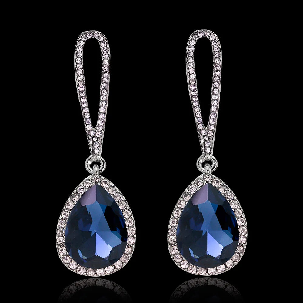 HSF Marketplace champagne crystal drop earrings for elegant wedding looks, featuring sparkling dangling crystals