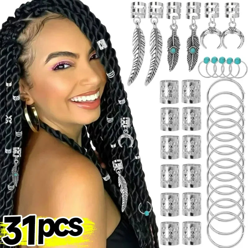31-piece hair jewelry accessories for stylish braids and dreadlocks by HSF Marketplace