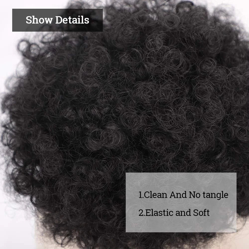 Afro puff drawstring ponytail addition with voluminous kinky curly human hair for women's updo bun