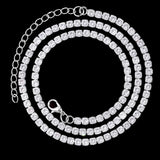 Gold Cuban link chain necklace with rhinestones, 16 to 24 inches, featuring a 2-row rhombus design for women and men.