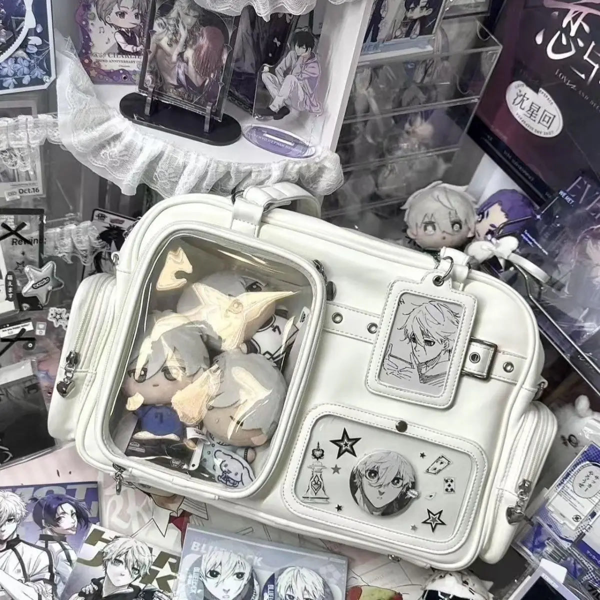 Harajuku Pin Doll 20cm display Ita bag by HSF Marketplace featuring PU leather, large capacity, and preppy style shoulder bag for women