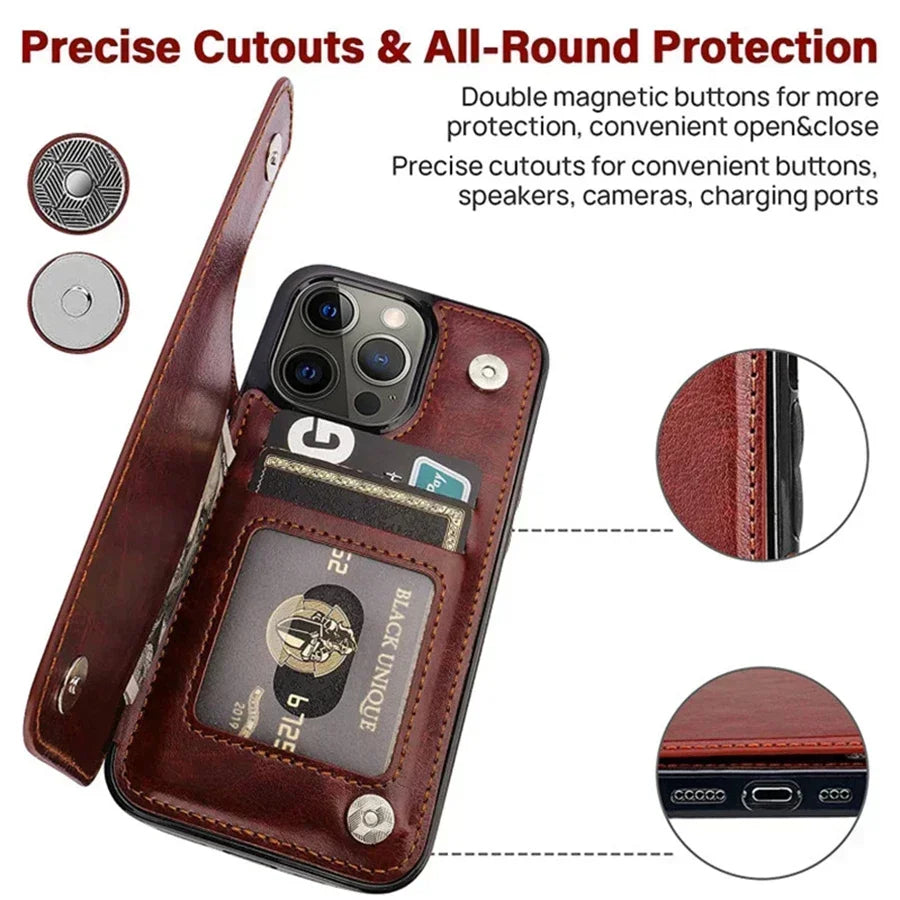 Leather wallet case with card slot for iPhone, HSF Marketplace phone case in a sleek protective design