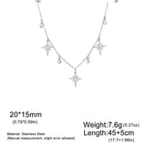 Gold stainless steel North Star pendant necklace for women featuring zircon accents, waterproof jewelry with clavicle chain design.