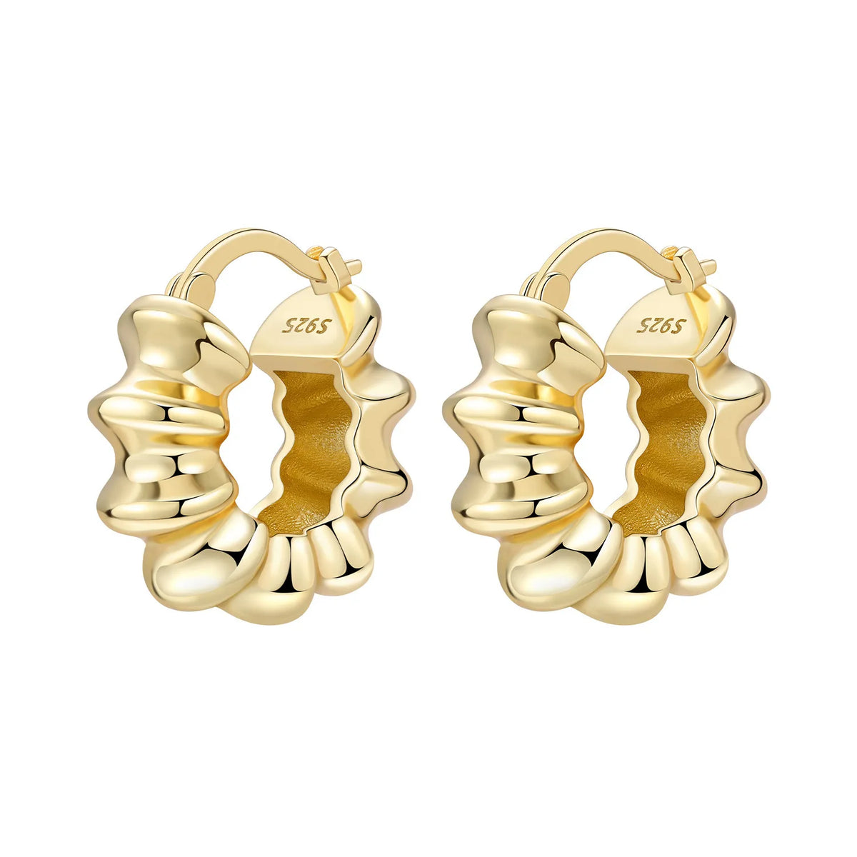 925 sterling silver 18K gold plated cherry blossom butterfly hoop earrings for women