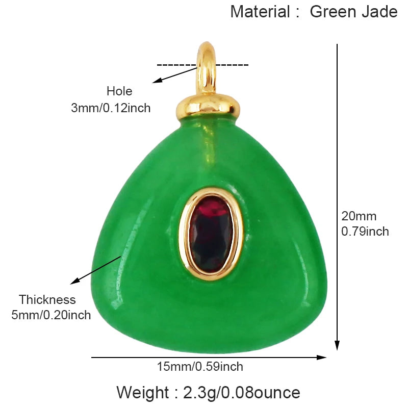 Jewelry pendant featuring jade agate, amethyst, amazonite, water grass, and lapis lazuli with 18K gold plating for necklace craft making