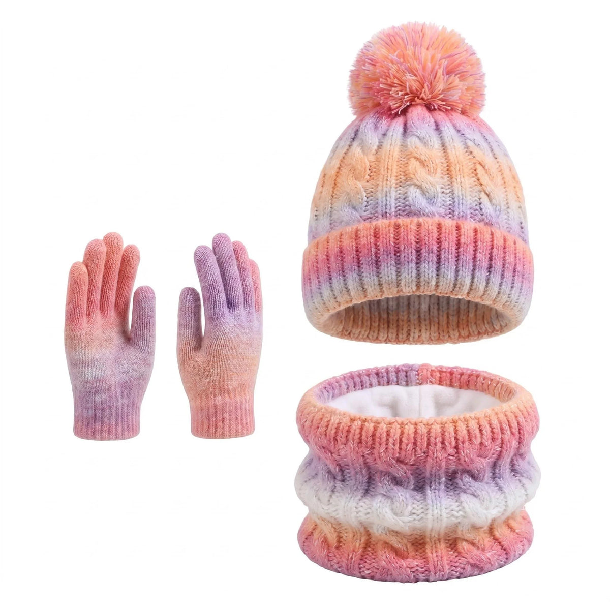 Solid color fleece children's hat, scarf and gloves winter set by HSF Marketplace