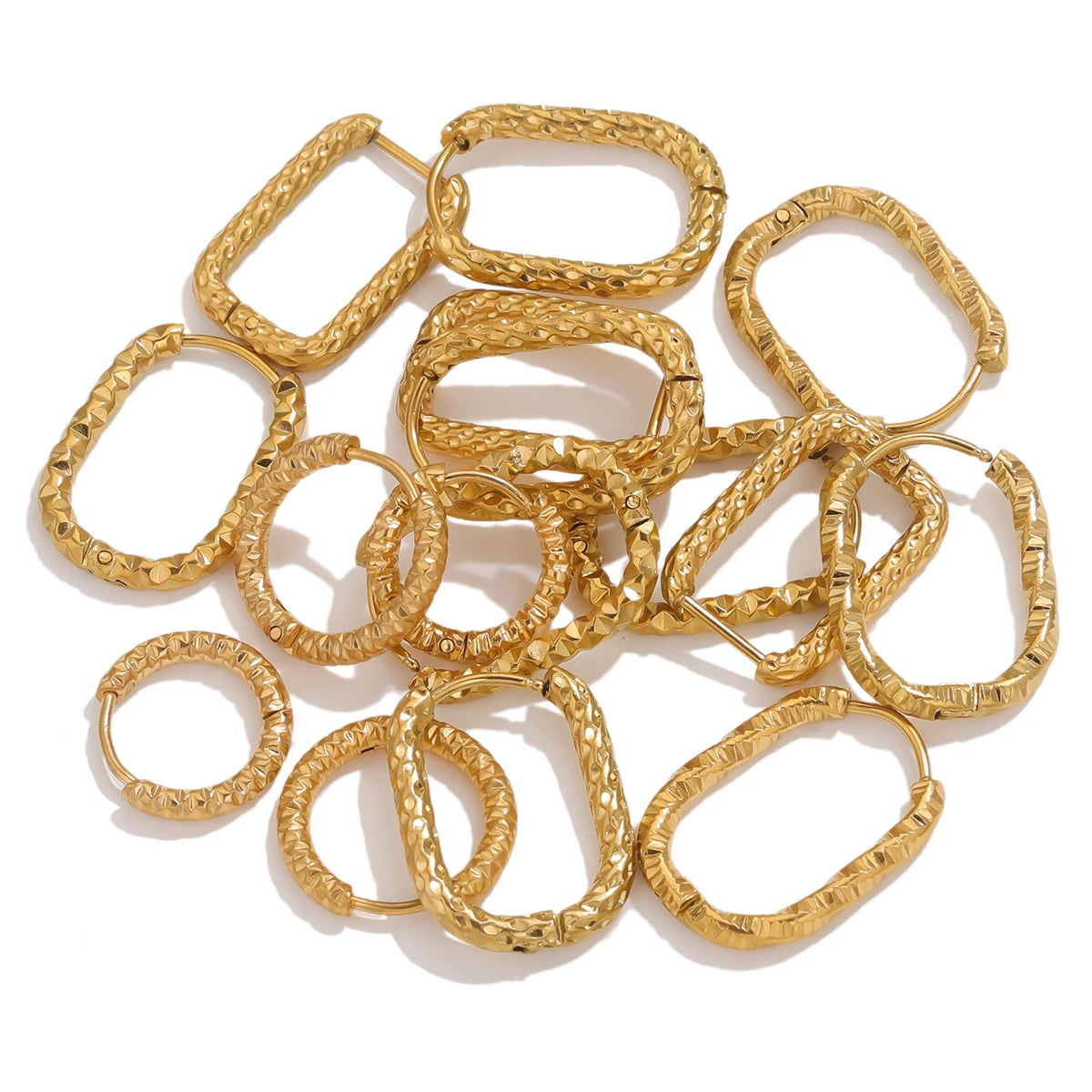 Six stainless steel textured hoop earrings for DIY jewelry making by HSF Marketplace