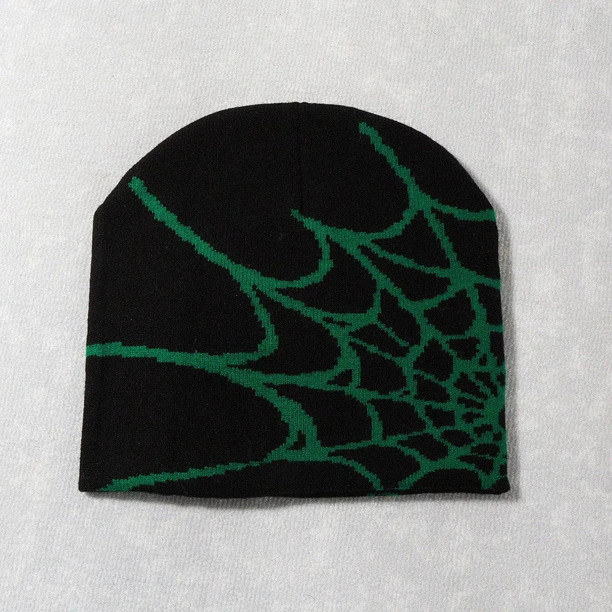 Autumn unisex spiderweb beanie hat, knitted skull cap with Y2K punk pattern for women and men