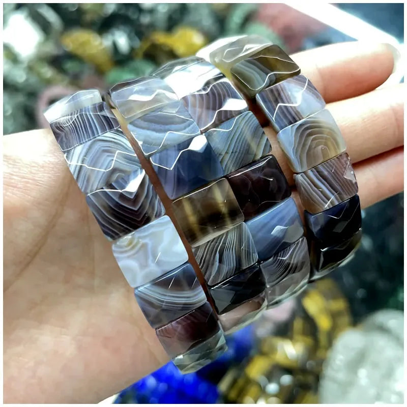 Classic HSF Marketplace elastic bracelet with natural stone beads for men and women