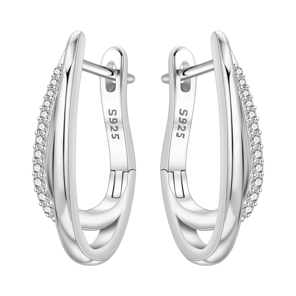 Orstarry 925 sterling silver double loop minimalist drop earrings for women