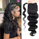 Water Wave Ponytail Extensions Human Hair Wrap Around Corn Wave Pony Magic Paste Brazilian Human Hair Extensions for Women