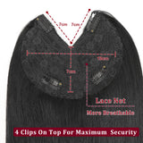 V-shape clip-in human hair extensions with brown-blonde highlights, 16-inch straight Brazilian Remy hair