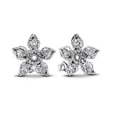925 sterling silver herbarium cluster heart halo stud earrings for women, sparkling wedding jewelry