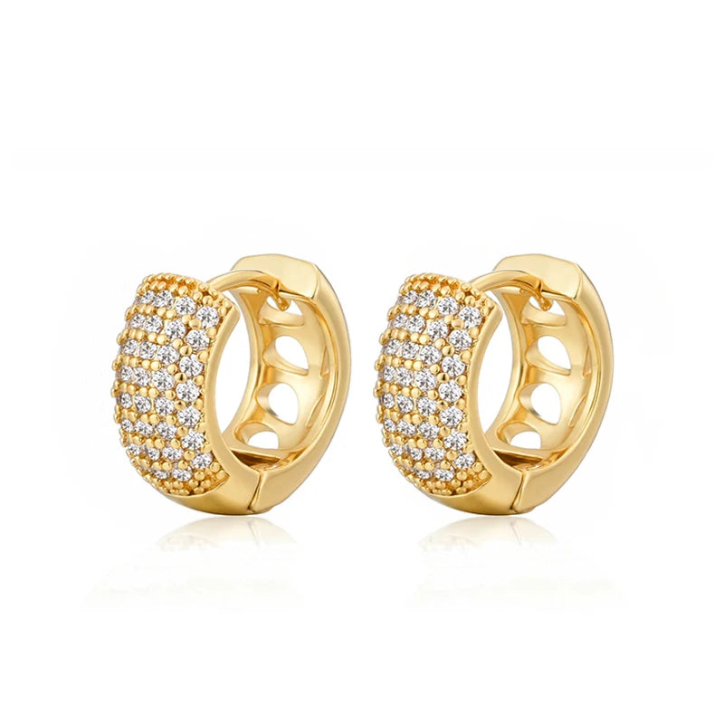 Elegant zirconia round huggie hoop earrings for women by HSF Marketplace