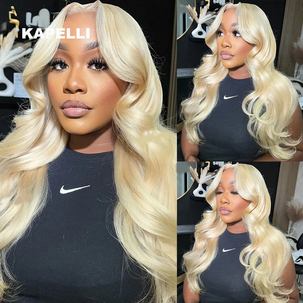15A Human Hair Bundles with Closure 4x4 HD Lace 613 Blonde Body Wave Bundles Human Hair Weaving Remy 100% Human Hair Extensions