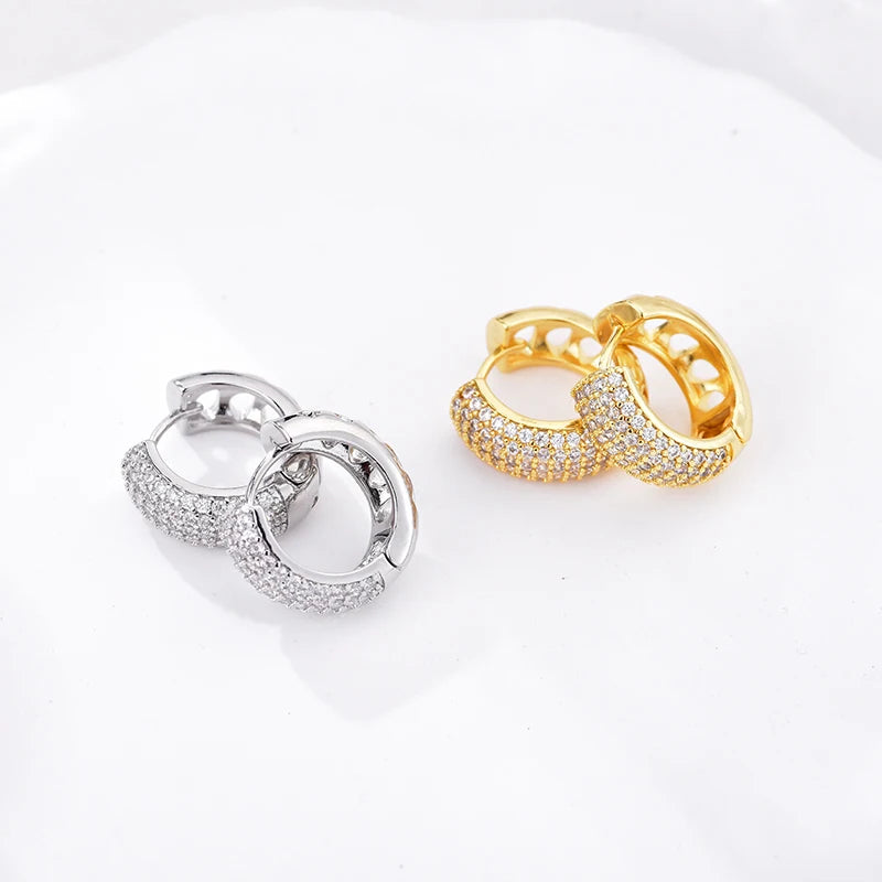 Elegant zirconia round huggie hoop earrings for women by HSF Marketplace