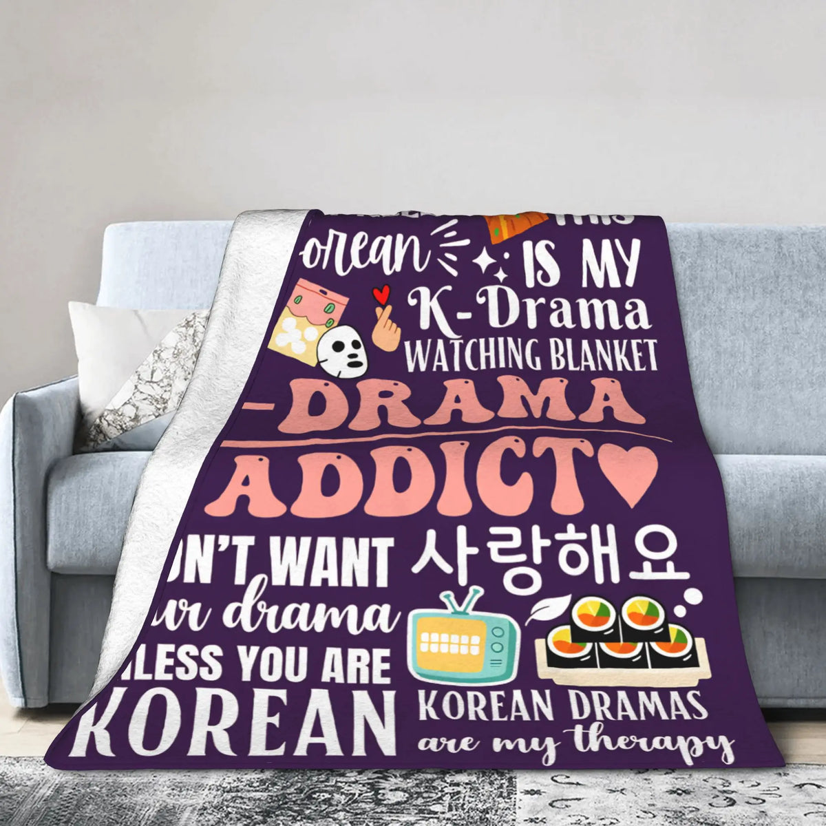 K-drama plush blanket by HSF Marketplace, soft cozy design for K-culture fans