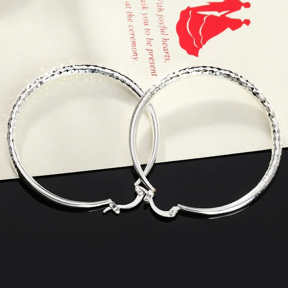 925 sterling silver 5CM circle hoop earrings for women, delicate charms jewelry for weddings and parties