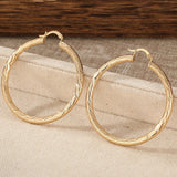 Classic metal hoop earrings with carved pattern for women, HSF Marketplace jewelry
