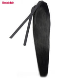 Chocola 16-18 inch Brazilian Remy human hair ribbon ponytail clip-in, 60g, straight style