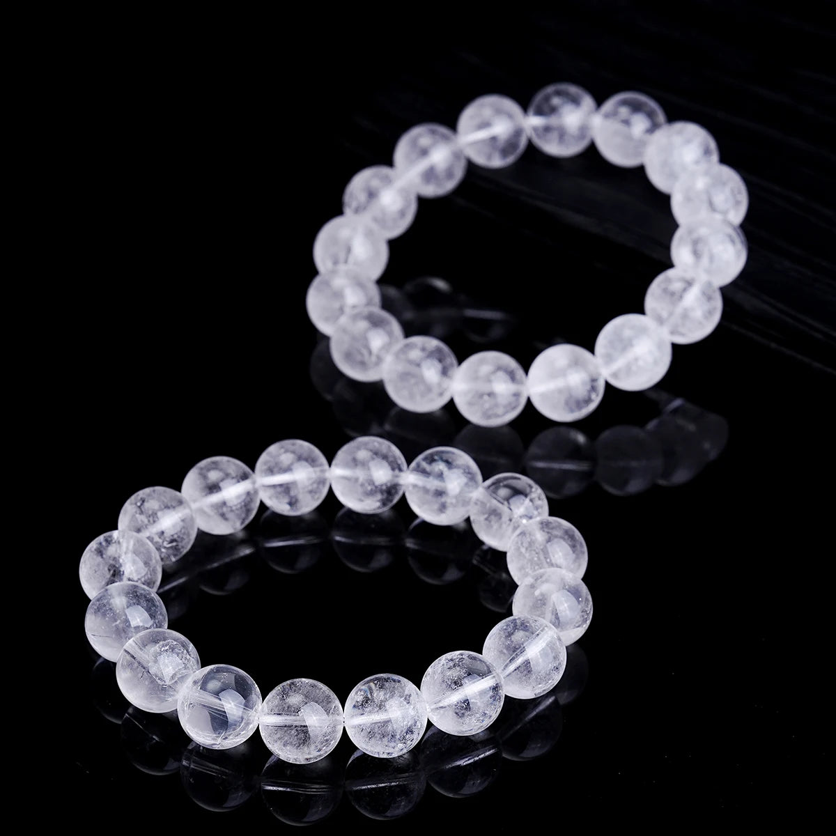JD Natural Stone White Phantom Crystal Strand Bracelet Reiki Healing Crystal Jewelry Gift for Women Men Elastic Beaded Bracelet