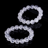 JD Natural Stone White Phantom Crystal Strand Bracelet Reiki Healing Crystal Jewelry Gift for Women Men Elastic Beaded Bracelet