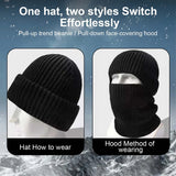 Women’s 2-in-1 winter mask hat for skiing and riding protection, HSF Marketplace black snow hood beanie