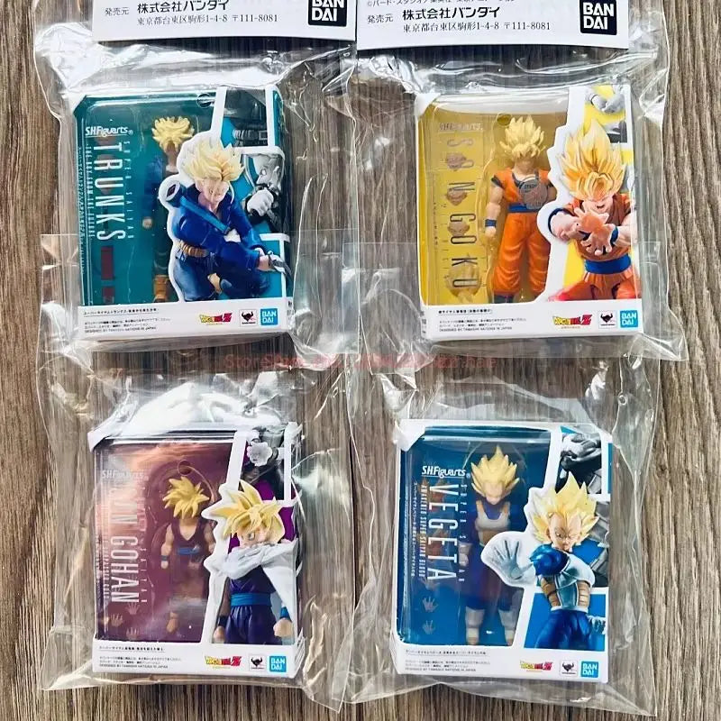 HBandai Dragon Ball SHF Mini Gashapon 5cm Goku, Vegeta and Trunks anime collectible figures desktop set