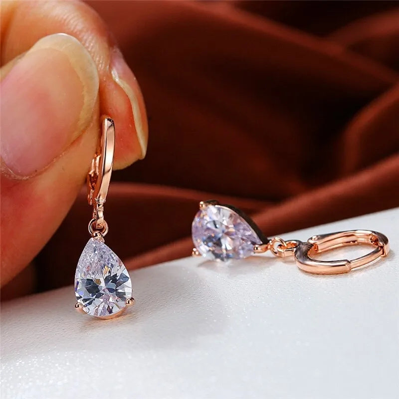 10 pairs of elegant blue crystal dangle earrings for women by HSF Marketplace
