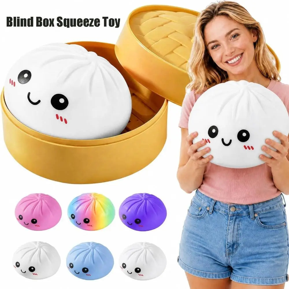 16cm Extra Large Big Dumplings Squeeze Toy Glitter with Steamer Steamed Stuffed Bun Squeeze Pinch Le Fidget Soft