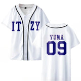 KPOP Korean baseball jersey T-shirt featuring Yuna and Ryujin fan design by HSF Marketplace