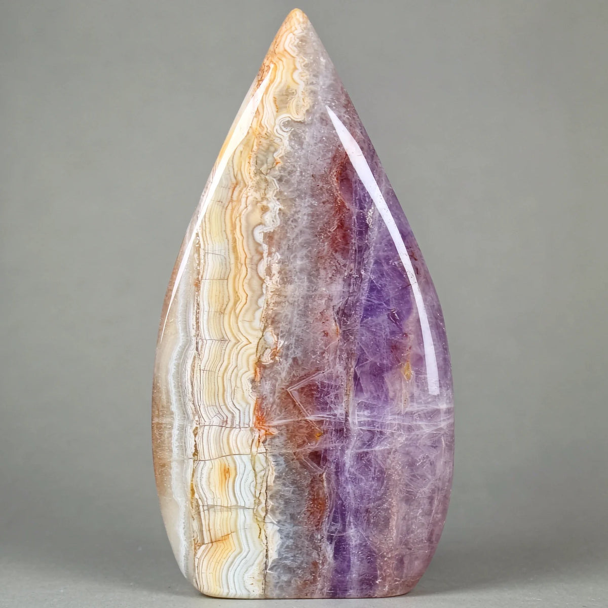 Natural Amethyst Agate Water Drop Shape Ornament, 400-500g, Desktop Table Decoration, Mineral Specimen for Crystal Collection
