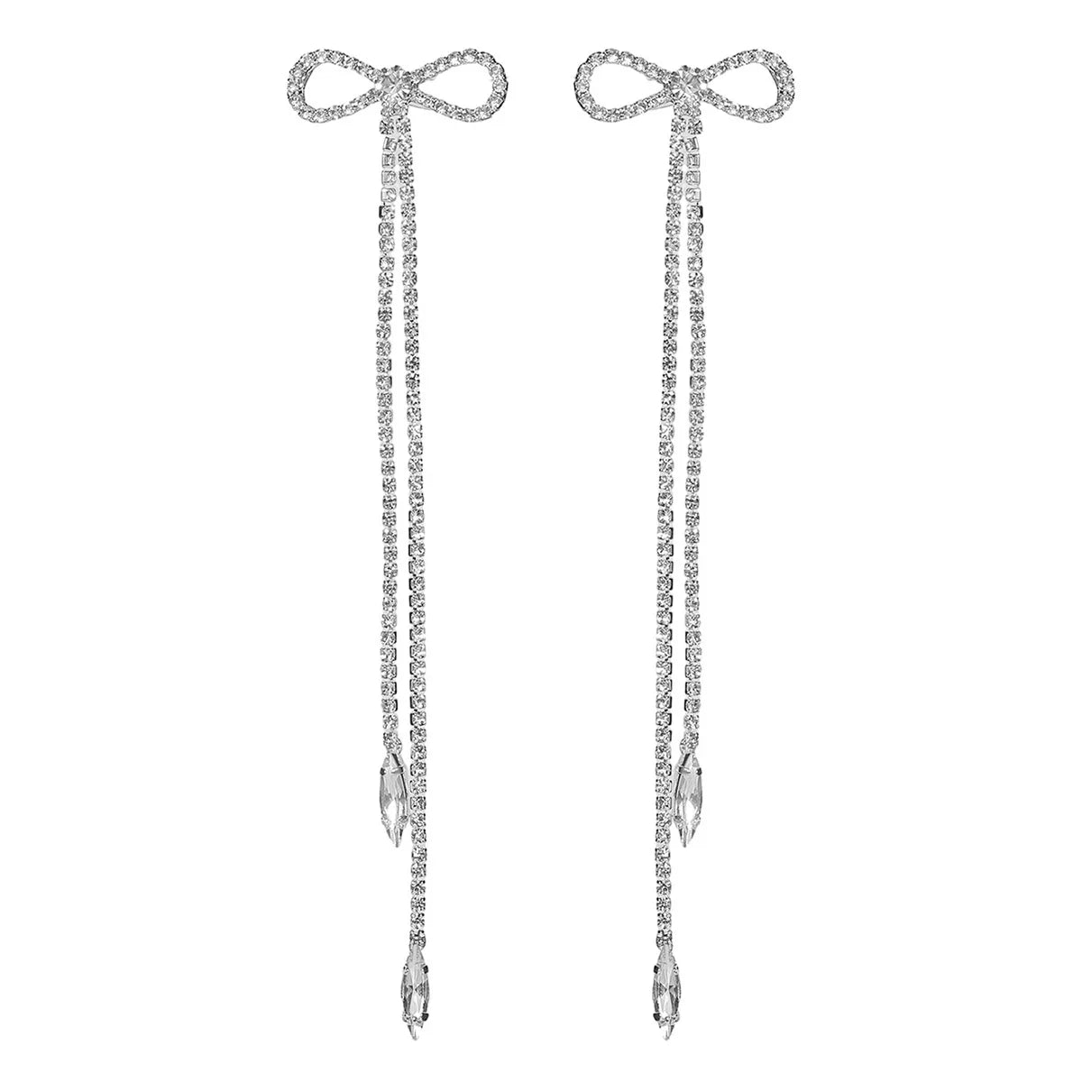Luxury bowknot drop earrings with crystal tassels for women by HSF Marketplace
