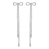 Luxury bowknot drop earrings with crystal tassels for women by HSF Marketplace