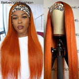 Rebecca straight Brazilian human hair headband wig for women, glueless lace-free design