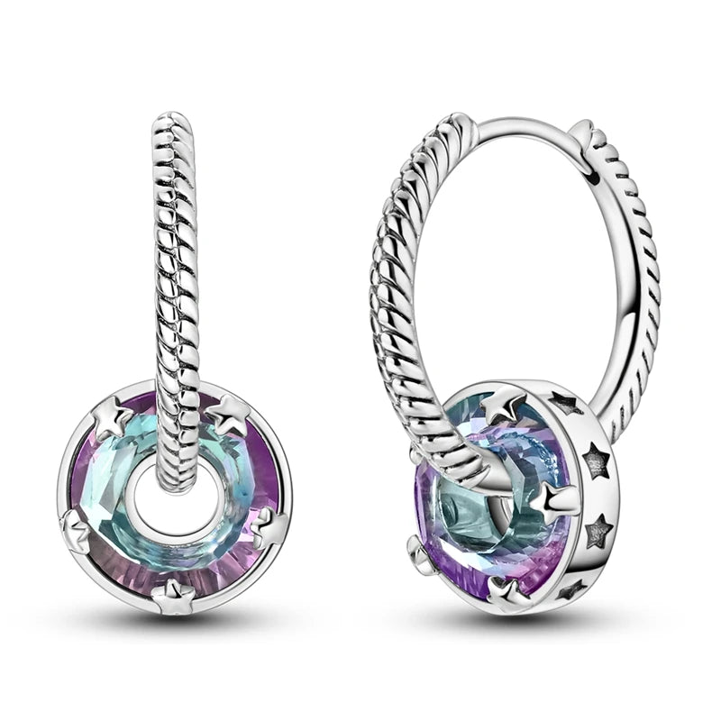 925 sterling silver hoop earrings with zirconia accents, hypoallergenic jewelry for women and girls