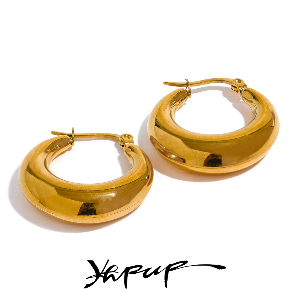 Geometric stainless steel hoop earrings for women by HSF Marketplace