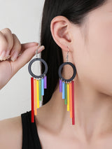 1pair Joyful Celebration Acrylic Rainbow Colors Drop Earrings for Women LGBT Lover Party Pride Month Jewelry Accessories