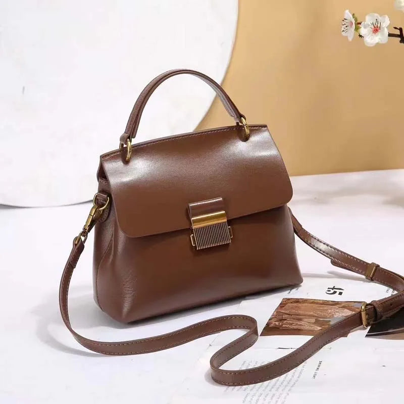 Vintage cow leather women’s handbag for stylish commuters, HSF Marketplace brand