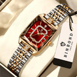 BINBOND Zircon Luxury Reloj Original Waterproof Sturdy Auto Date Women's Watches Ladies Wristwatch Quartz Watch For Women