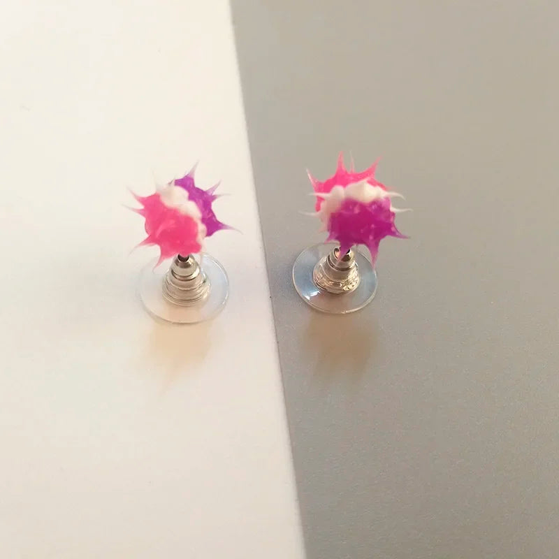Colorful silicone ball stud earrings in Japanese Korean style, 32 patterns for girls, teens, and children by HSF Marketplace