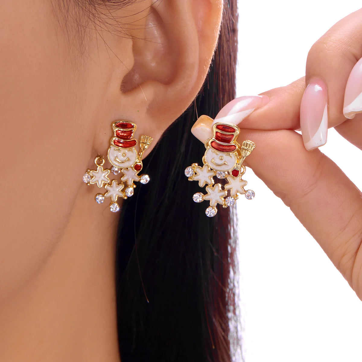 Merry Christmas pearl flower star bell dangle earrings for women by HSF Marketplace