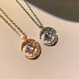 Hanging star and moon pendant necklace for women, simple clavicle chain jewelry, fashion accessories by HSF Marketplace