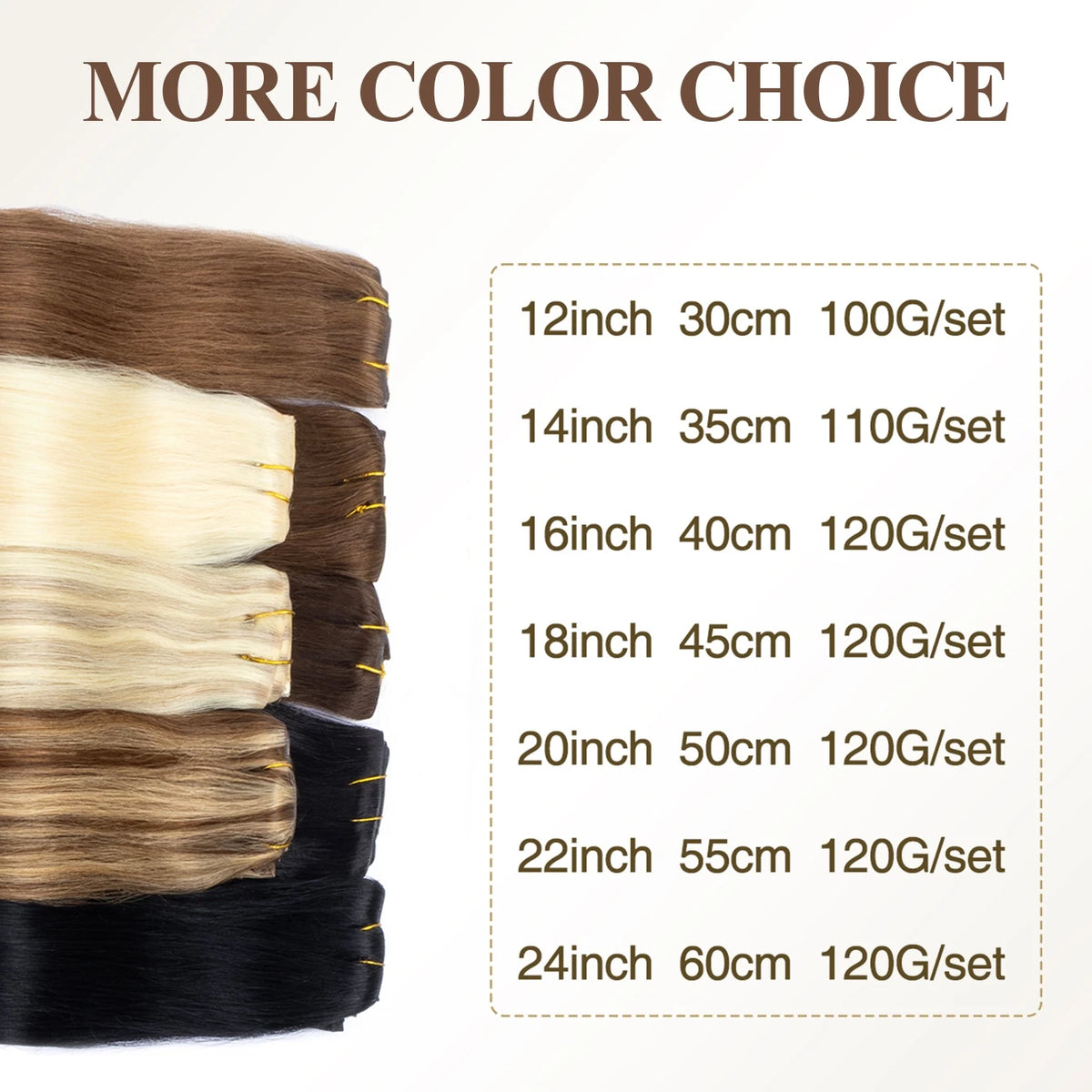 Invisible PU weft clip-in human hair extensions, 7-piece silk straight Remy hair set, 12–24 inches