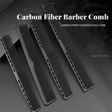 Black carbon professional hairdresser comb with double-sided design, heat resistant, antistatic for salon barber styling tools.