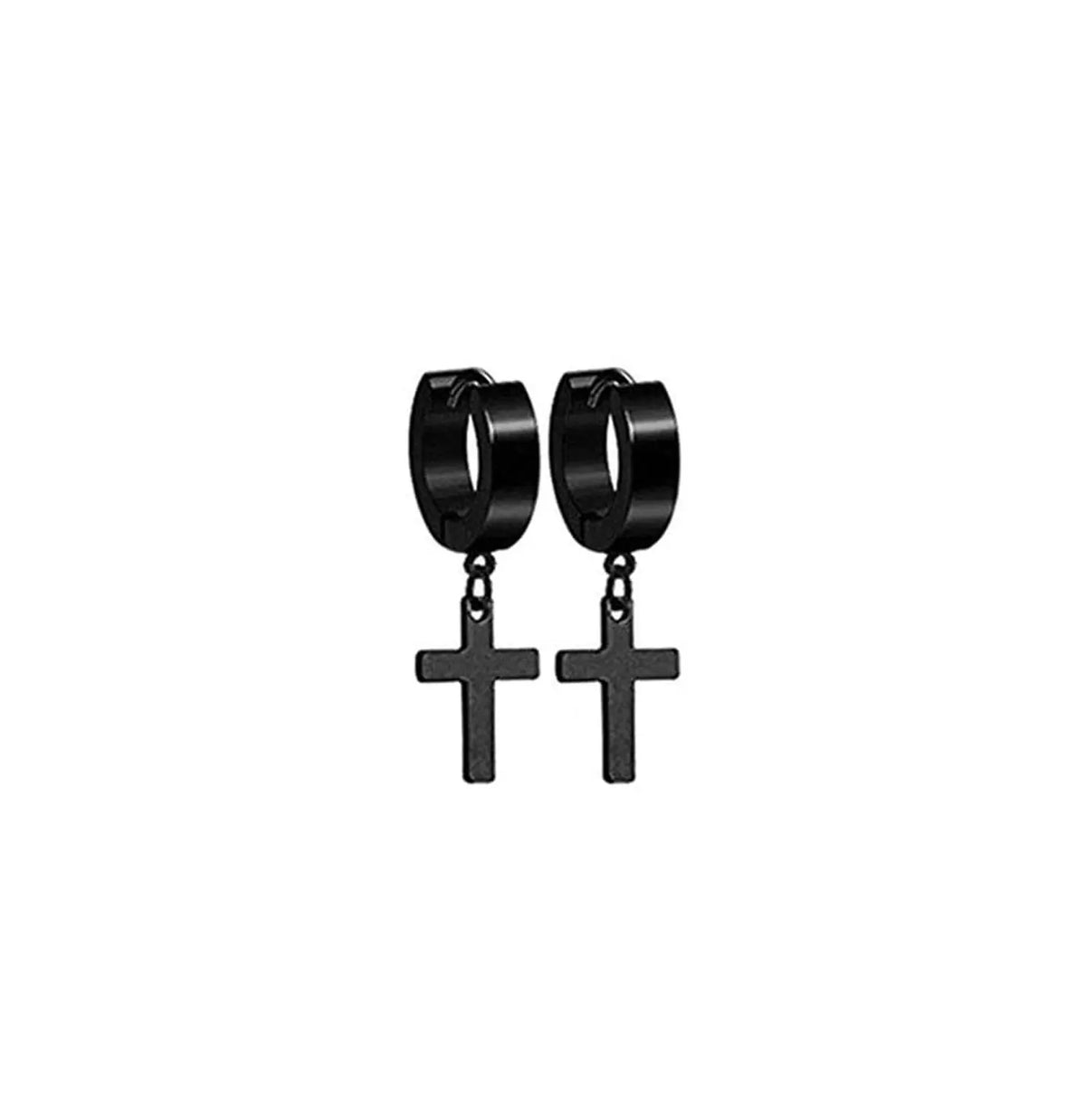 Black stainless steel stud earrings set for men and women, HSF Marketplace jewelry visibly displayed